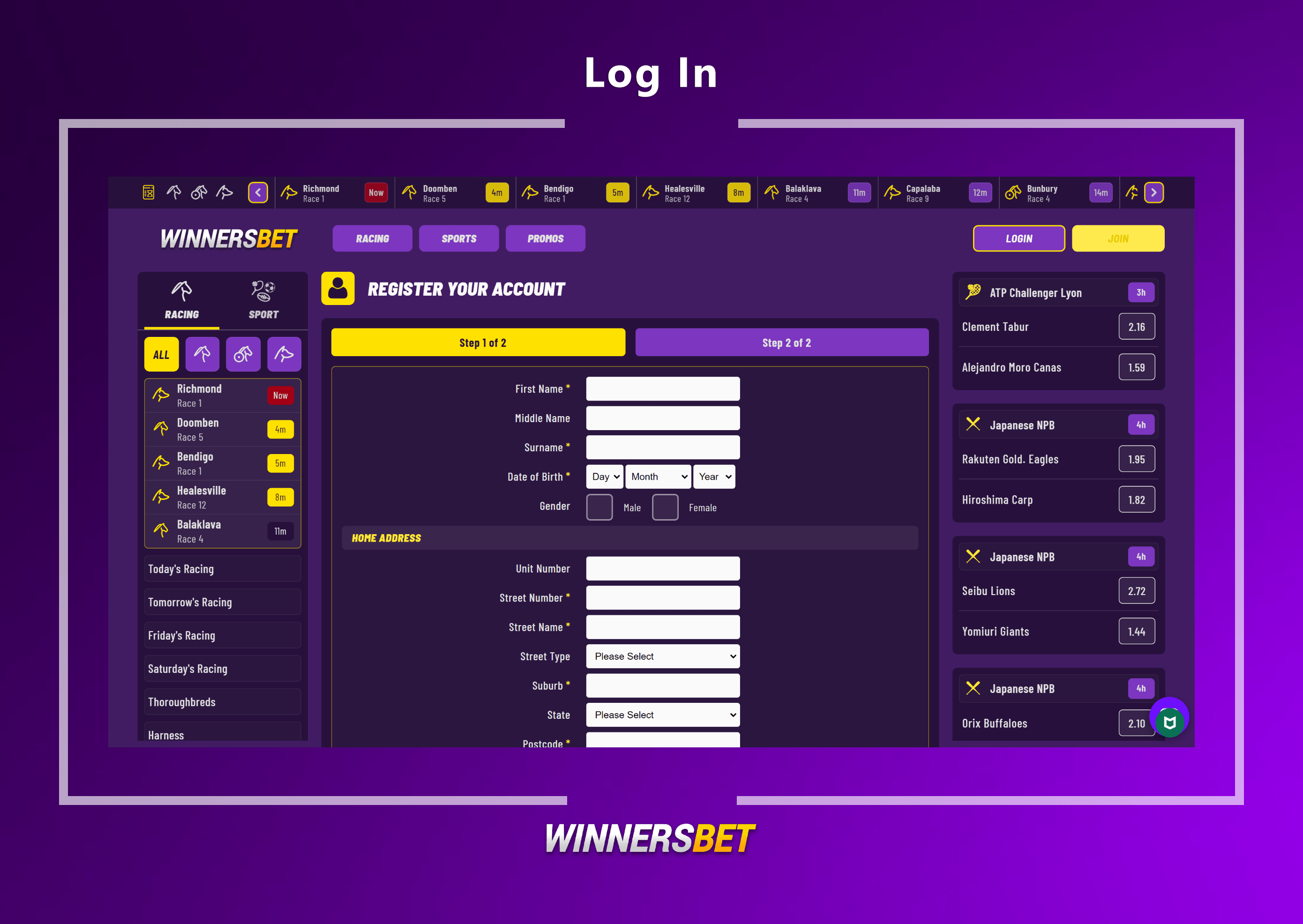 WinnersBet Register