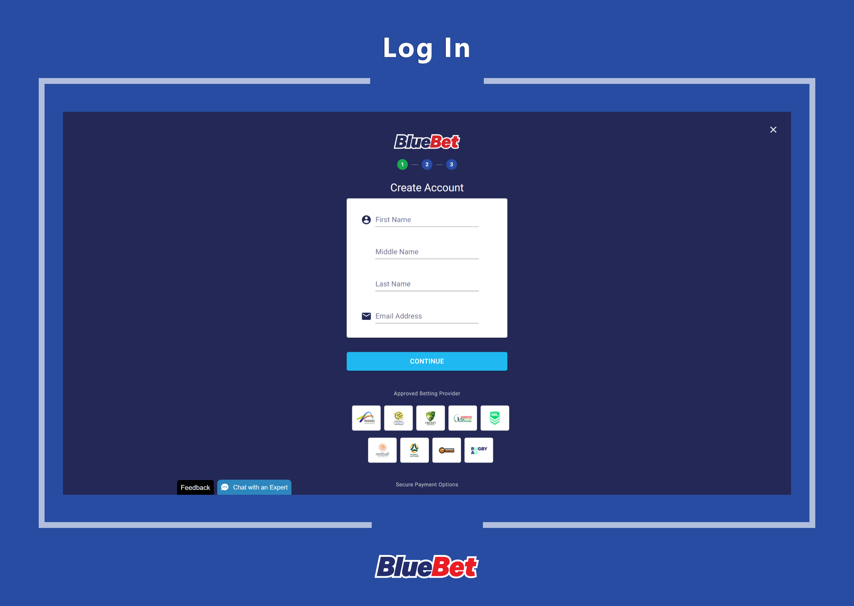 BlueBet Log In